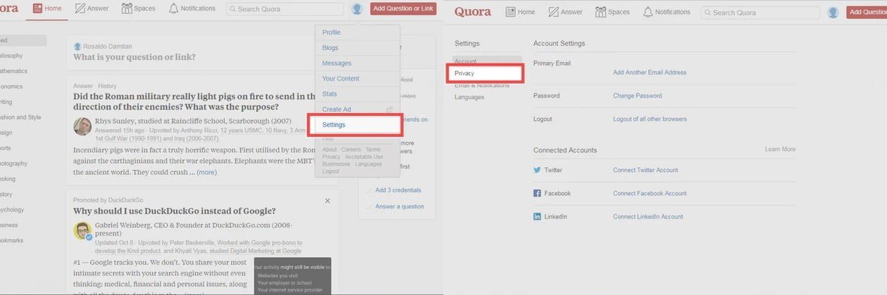 كيفية حذف حساب كورا Quora نهائيا 9