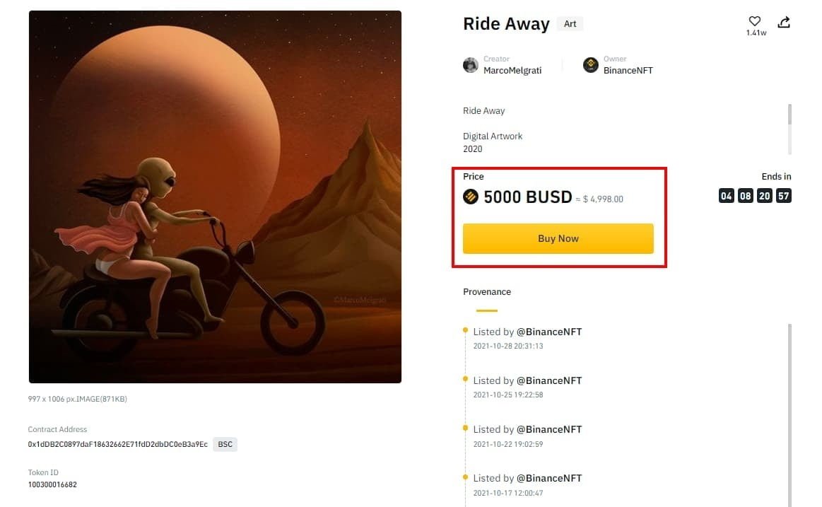 كيفية شراء وبيع NFTs على سوق بينانس لرموز الغير قابلة للاستبدال 18