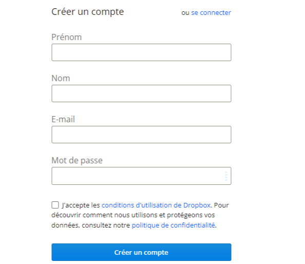 انشاء حساب Dropbox
