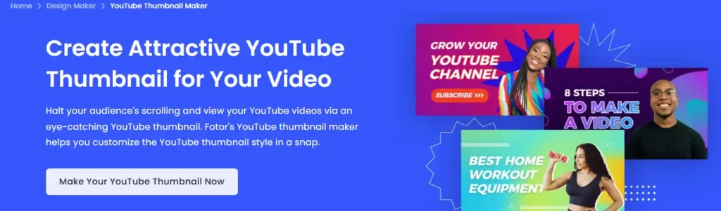 موقع Fotor لإنشاء صورة مصغرة لليوتيوب